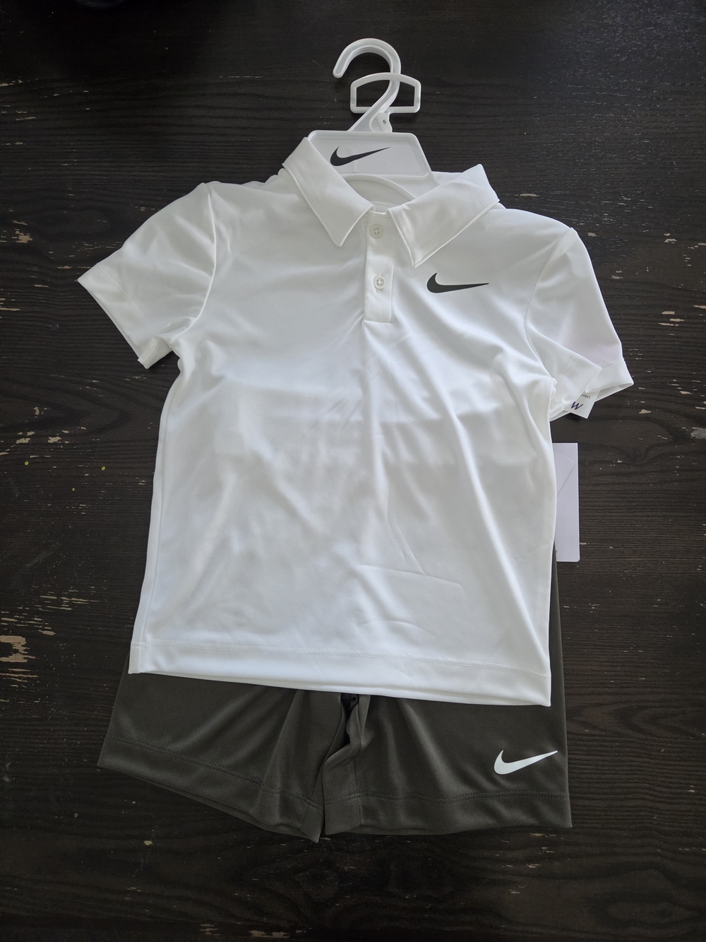 NWT- Nike Kids White Polo Shirt with Black Swoosh